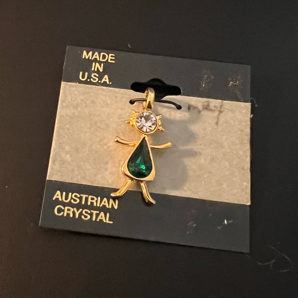 1997 MAY Birthstone Plainville Stock Co Gold Finish Austrian Crystals Girl